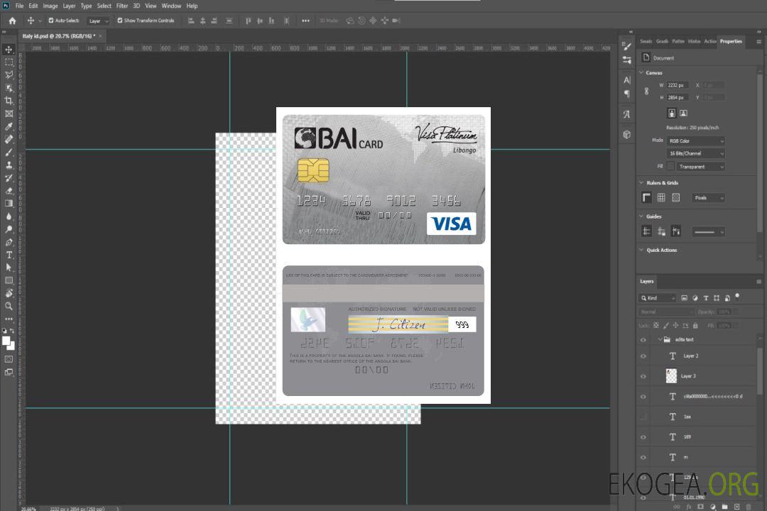 Carte visa platine de la banque Angola Bai template Carte visa platine de la banque Angola Bai template